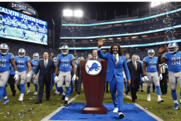 An image of Detroit Lions Honor Calvin Johnson with Ring of Honor Induction During Monday Night Football Halftime